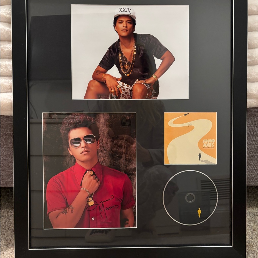 Framed Bruno Mars Memorabilia with CD